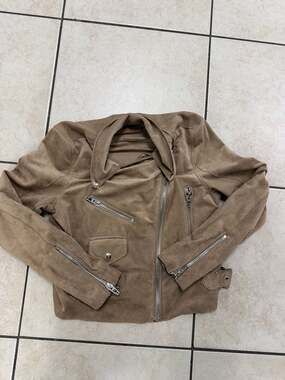 BLANKNYC Morning Party Camel Faux Suede Moto Jacket